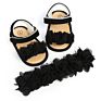 Barefoot Newborn Infant Shoes Toddler Flowers Prewalker Headband Kids Pu Soft Sole First Walker Baby Girls Sandals Floral