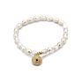 Baroque Freshwater Pearl Beads Cz Evil Eyes Charm Bracelet Gold Plating Full Zirconia Hand Eyes Pearl Bracelet