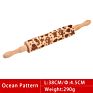 Beech Wood Embossed Rolling Pin Baking Cookies Noodle Biscuit Fondant Cake Cute Dough Pattern Wooden Laser Engraved Rolling Pin