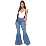 Bell Bottom Stretch Jeans High Waist Button Slim Women Jeans Flare Pants