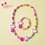 Belleworld Handmade Kids Girl Jewelry Candy Color Cartoon Unicorn Wooden Bead Necklace Bracelet Set for Party