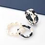 Big Square Geometric Aesthetic Women Jewelry Twisted Braided Leopard Chunky Korean Marble Resin Rings