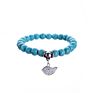 Bird Owl Elephant Pendant Simulated Turquoise Beaded Bracelet Cross Charm Natural Turkey Turquoise Stone Bracelet