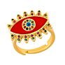 Blingbling Colorful Diamond Gold Adjustable Rings Evil Enamel Eye Open Rings Copper Pave with Zircon Band Ring