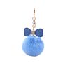 Bm1110 Purple Bow Rhinestone Pom Pom Keychain Fluffy Ball Key Chain Faux Fur Ball Keyrings for Girls Women