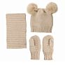 Boys Girls Kids Toddles Baby Knitted Beanie 3Pcs Hats Gloves Scarfs with Faux Fur Pom Pom