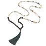 Buddhist Necklace 108 Mala Beads Lava Tigei Eye Tassel Yoga Necklace