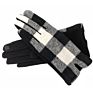 Buffalo Plaid Woolen Gloves for Women Warm Plush Touch Screen Gloves