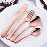 Buygo 4 Pcs 1010 Cutlery Gift Set Fork Knife Spoon Restaurant Party Tableware Eating Utensils Black Flatware Silverware Set