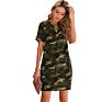 Camouflage Short Sleeves Dresses Women V Neck Mini Dress