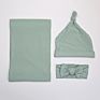 C'dear 3 Packs Swaddle Infant Baby 100% Cotton Jersey Swaddle Wrap Sets with Baby Hat & Headband Accept Customized