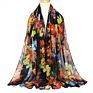 Cenrui Popular Maple Leaves Printing Colorful Travel Pearl Chiffon Scarf for Women