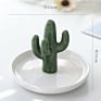 Ceramic Cactus Ring Holder Decorative Green Cactus Jewelry Holder Jewelri Display Tray