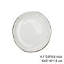 Ceramic Pink White Jewelry Tray Ring Dish Oval Shape with Gold Rim Decorative Trinket Plate Jewelry Organizer Dish Ring Holder
