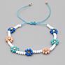 Charm Daisy Flower Beads Bracelet Bangle for Women , Bohemia Handmade Crystal Seed Beads Daisy Bracelet