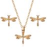 Charm Unique Lady Gift Gold Butterfly Owl Pearl Necklace Earrings Jewelry Set for Women