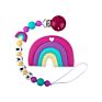 Chewable Rainbow Teether Toy and Silicone Letter Rainbow Dummy Nipple Holder Chain Baby Teething Set