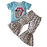 Children Baby Girls Newborn Moody Boutique Clothing Tie Dye Sets Kids Bleaching Leopard Bell-Bottomed Pants Fashionable Outfit