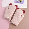 Children Hanging Neck Mittens Gloves Warm Thick Kid Cut Cartoon Bear Full Finger Knitting Gloves