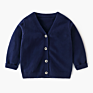 Children Merino Wool Solid Warm Sweater Baby V Neck Knitted Cardigan
