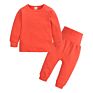 Children Pajamas Kids Plain Color Ribbed Cotton Pajamas Sets Kids Long Sleeves Sleepwear