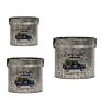 Christmas Galvanized Metal Flower Bucket Farmhouse Rustic round Tub Galvanized Pot Metal Tin Planters for Garden Home Set of 3