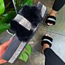 Chunky Platform Fur Slide Slippers for Women with Bling Thick Bottom Female Stylish Footwear Slippers