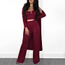 Colors Women Clothing Casual Three Piece Knitted Sweater Outfits (Top+Pants+ Cardigan) 3 Piece Set