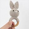Cotton Crochet Bunny Rattle Baby Teether Beads Ring Wooden Teething