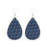 Creative Handmade Light Weight Flower Print Teardrop Earrings Leather Earrings for Women Party Wedding Jewelry