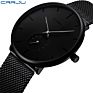 Crrju 2150 Men Original Stainless Steel Mesh Strap Simple Quartz Analog Charm Wrist Watches