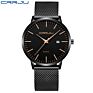 Crrju Ultra Thin Mesh Bands Black Man Japan Quartz Movt Watch Erkek Kol Saati