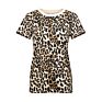 Customized Crew Neck Short Sleeve Leopard Women T Shirt Top