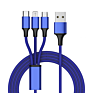 Customized Fast Charging 3 in 1 Nylon Braided Usb Cable 3Ft 6Ft 10Ft Data Cable