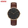 Customized Logo Classical Ultra Thin Minimalist Simple Design 40Mm 36Mm Rose Gold Case Black Leather Strap Mens Watch