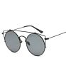 Customized Retro round Sunglasses Unisex Designer Classic Female Men Mirror Uv400 Protected Double Bridge Sunglasses