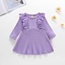 Customized Ruffle Sleeve Design Ladies Girl Solid Cotton Twirl Casual Elegant Baby Girl Casual Wear Casual Dresses