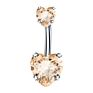 Cute Shining Multicolor Crystal Belly Ring Bling Belly Rings Double Heart Belly Rings Body Piercing