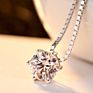 Czcity Classic White Gold Plated Six Claws Cubic Zirconia 925 Sterling Silver Cz Diamond Pendant Necklace for Women Jewelry Gift