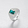 Czcity Square Cz Vintage Ring for Women Princess Cut Pave Baguette Emerald Ring in 925 Sterling Silver Jewelry for Prom Party