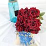 D-Rb002 Novel Design Autumn Dusty Rust Blue Silk Rose Artificial Flowers Bouquet for Wedding Home Decoration