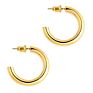 Dainty Minimalist round Hollow Huggie Piercing Arete Gold Colored C Shape Earring Statement Lightweight Chunky Open Hoop Earring