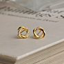 Damila Jewelry Sterling Silver 925 Gold Plated Twisted Circle Earrings Stud for Girls