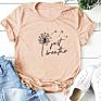 Dandelion Just Breathe Printed T-Shirts Women Shirts for Women Sleeve Graphic Tee Harajuku Crew Neck Camisetas Mujer