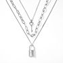 Design Jewelry Gold Metal Key Lock Chain Necklace Charm Multilayer Statement Lock Pendants Necklaces