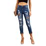 Design Women Clothing Skinny Jeans Pants Leopard Patch Distressed Ankle Jeans