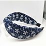 Designer White Floral Print on Blue Background Fabric Bow Hair Band Hair Accessories for Women