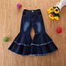 Distressed Jeans Ruffle Denim Leggings Baby Girls Flared Jeans