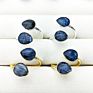 Double Kyanite Quartz Rings Teardrop Blue Gemstone Rings Gold and Silver Plated Rings for Women Elegant Christmas
