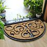 Dropshipping Half round Black Border Coco Doormat Heavy Duty Doormat Rubber-Backed Natural Coir Doormat